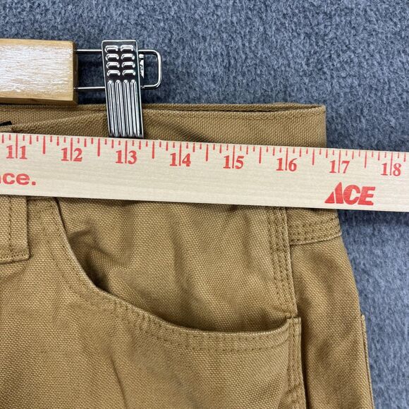 Berkley Jensen Carpenter Pants Mens 34x30 Brown Duck Canvas Workwear Hammer Loop - Picture 10 of 16